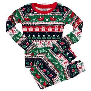 NWT Children's Place Unisex Glow Christmas Fair Isle Cotton Pajamas